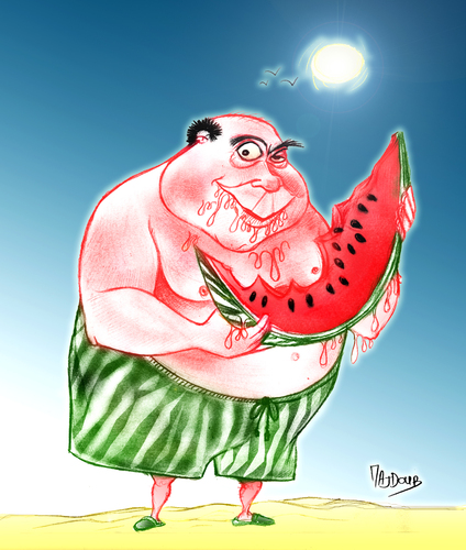 Cartoon: pasteque (medium) by Majdoub Abdelwaheb tagged pasteque,fruit