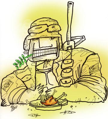 Cartoon: Peace eater (medium) by Gelico tagged peace,war,soldier,gelico,canada,cuba,humour
