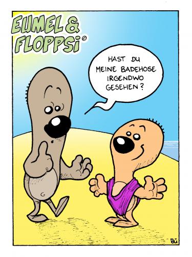 Cartoon: Eumel und Floppsi (medium) by Bülow tagged kids,kinder,strand,beach,baden,badehose,strand,küste,ferien
