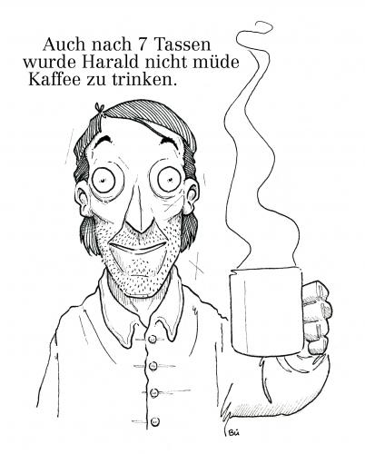 Cartoon: Harald Gusche - Kaffeetasse (medium) by Bülow tagged kaffee,coffee,tasse,cup,getränk,trinken,kaffee,koffein,droge,rausch,tasse,frühstück,wach,morgen,morgens,harald gusche,harald,gusche