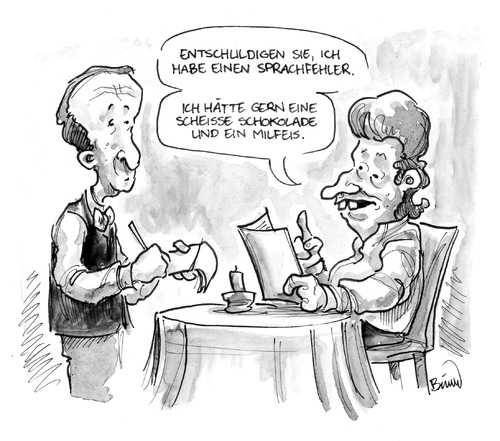 Cartoon: Sprachfehler (medium) by Bülow tagged restaurant,bestellung,kellner,essen