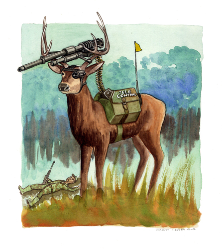 Cartoon: Caccia sportiva (medium) by Niessen tagged defence,gun,deer,hunting,forest,competition