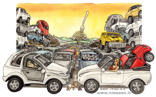 Cartoon: Cars (medium) by Niessen tagged autos,spaghetti,crowd,cars,menge