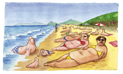 Cartoon: Foche a riva (medium) by Niessen tagged italy,seal,beach,tuscany,summer,relax