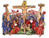 Cartoon: Papi in croce (small) by Niessen tagged berlusconi,christ,cross,judge,papi,girls,communist,radical