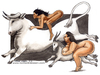 Cartoon: Sognando Europa (small) by Niessen tagged toro,donna,capra,cavalcare,mitologia,bull,woman,goat,ride,mythology,stier,frau,ziege,reiten,mythologie