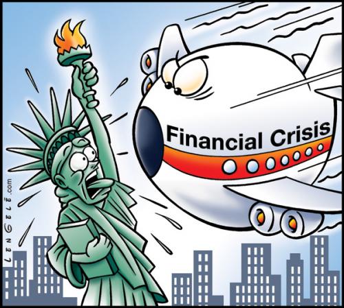 Cartoon: Crisis (medium) by Carayboo tagged crisis,ny,plane,liberty,money,cash,dollar,terrorist,policy,finance