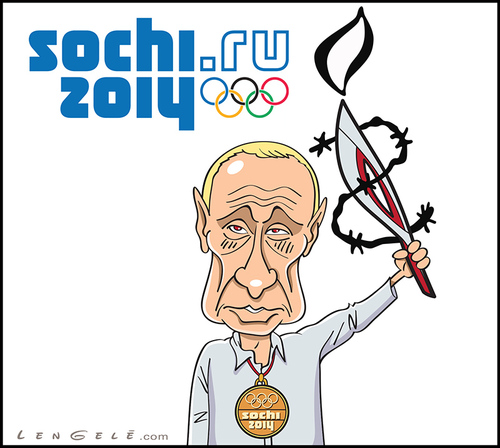 Cartoon: Sochi 2014 - Putin (medium) by Carayboo tagged medal,gold,flame,sport,olympique,jeux,poutine,lengele,ray,putin,ru,sochi,russia,game,olympic,vladimir