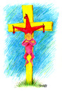 Cartoon: crucified clown (small) by mitya_kononov tagged crucified,clown