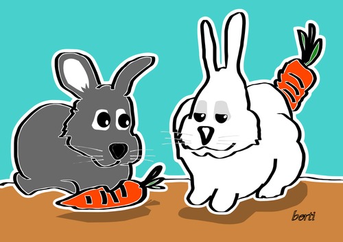 Cartoon: Das schwule Kaninchen (medium) by berti tagged inkscape,carrot,gay,rabbit,möhre,karotte,schwul,kaninchen