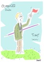 Cartoon: Fault (small) by berti tagged olympia,2012,london,speerwerfen,schiedsrichter,javelin,referee,linesman,inkscape