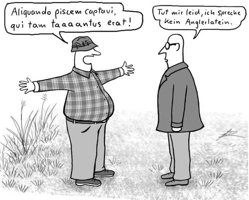Cartoon: Anglerlatein (medium) by Mistviech tagged angeln,anglerlatein,fisch,latein