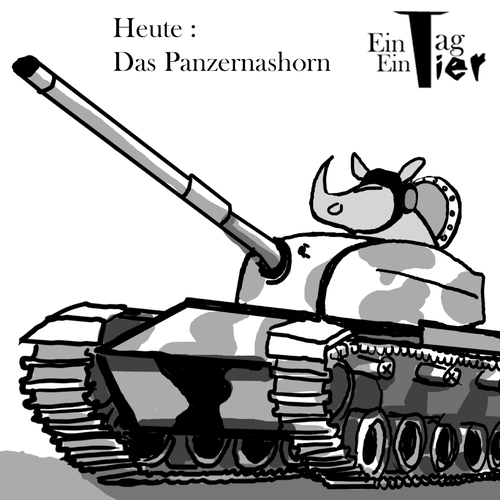 Cartoon: Das Panzernashorn (medium) by Mistviech tagged tiere,natur,nashorn,panzer,panzernashorn