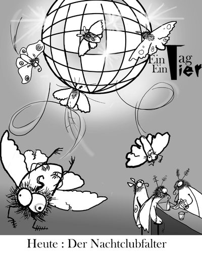 Cartoon: Der Nachtclubfalter (medium) by Mistviech tagged tiere,natur,nachtfalter,nachtclub,club,disco,discokugel