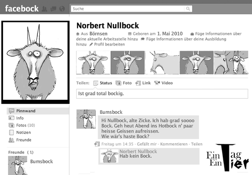 Cartoon: Facebock (medium) by Mistviech tagged tiere,natur,facebook,bock,kein,null,facebock
