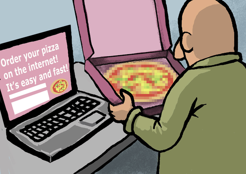 Cartoon: Pizza aus dem Internet (medium) by Mistviech tagged pizzapitch