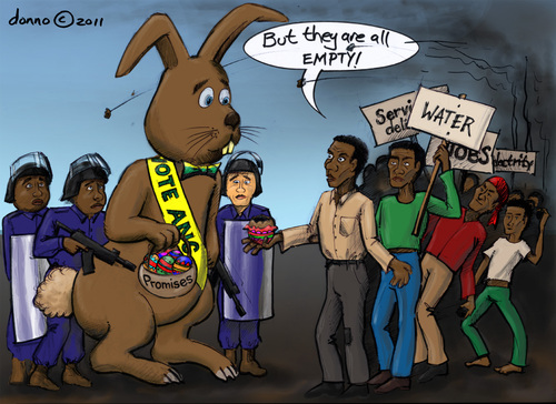 Cartoon: ANC as Easter bunny (medium) by donno tagged riot,africa,south,election,bunny,easter,anc