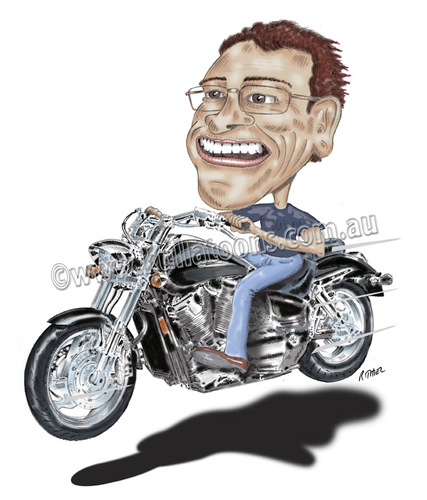 Cartoon: Kev and his Honda (medium) by kullatoons tagged honda,motorbike,caricature