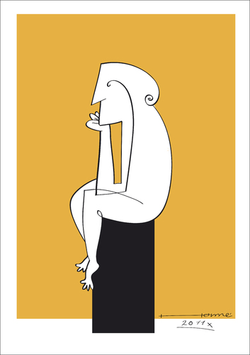 Cartoon: Penser! (medium) by Herme tagged penser,illustration,denken,mann,frau,denker,nachdenken,sitzen