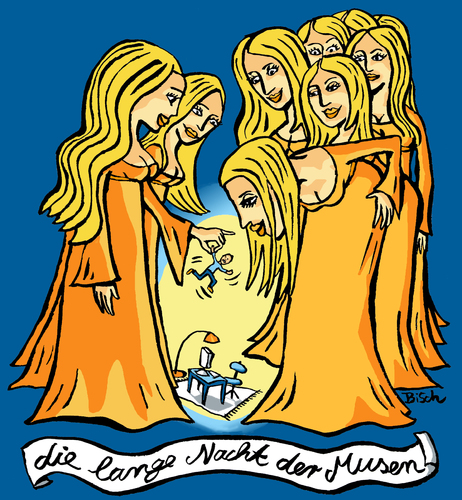 Cartoon: Lange Nacht der Musen (medium) by BiSch tagged lange,nacht,museum,muse,arbeitsplatz,kunst,museum,muse,arbeitsplatz,frauen