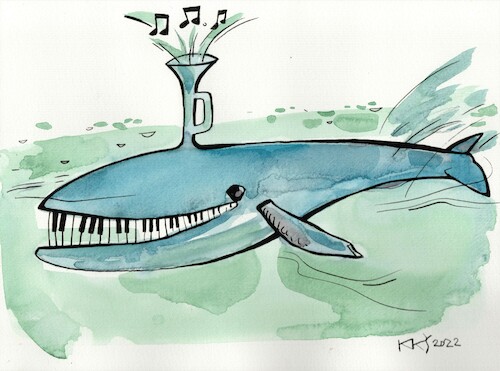 Cartoon: Blues whale (medium) by Kestutis tagged blues,whale,kestutis,lithuania