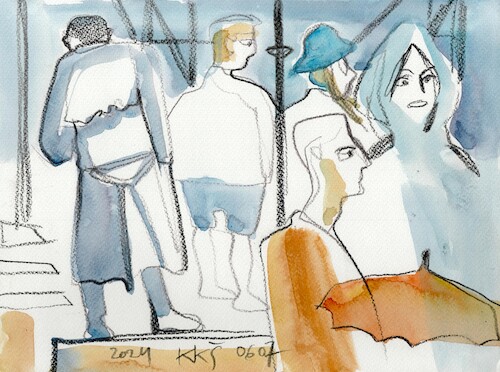 Cartoon: Event at the Night of Culture 4. (medium) by Kestutis tagged art,kunst,night,culture,spectator,event,kestutis,lithuania,sketch