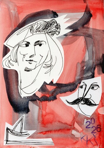 Cartoon: Exchanged glances (medium) by Kestutis tagged sketch,art,kunst,man,woman,kestutis,lithuania