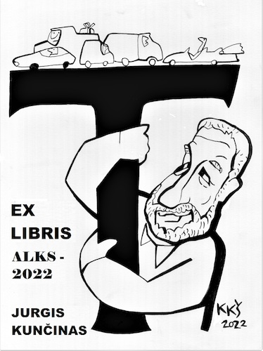 Cartoon: Exlibris for Jurgis Kuncinas (medium) by Kestutis tagged exlibris,writer,kestutis,lithuania
