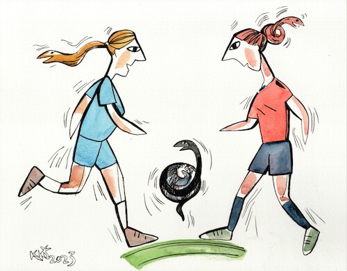 Cartoon: FIFA Womens World Cup (medium) by Kestutis tagged fifa,women,energy,emotion,world,final,australia,2023,kestutis,lithuania,cup,spain,england