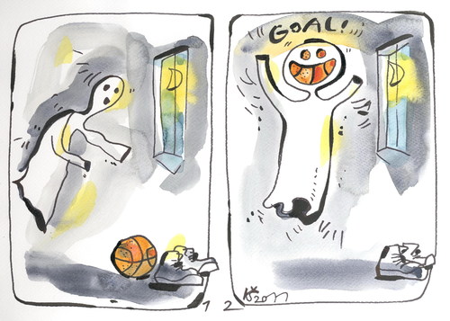 Cartoon: HEADBALL (medium) by Kestutis tagged sports,happening,ghost,night,goal,head,basketball