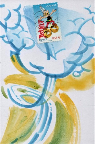 Cartoon: High flight. Albert Uderzo (medium) by Kestutis tagged high,flight,uderzo,asterix,obelix,comic,postcard,kestutis,lithuania,kunstart