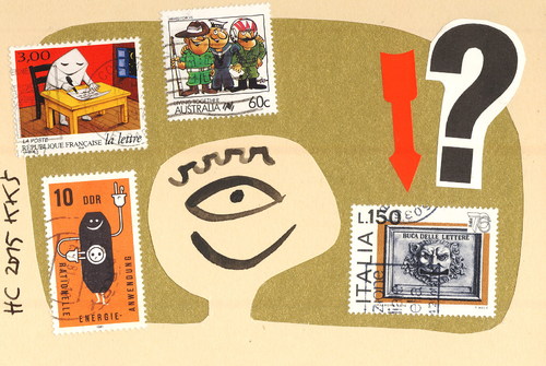 Cartoon: Humor Collection. Smiles (medium) by Kestutis tagged dada,postcard,briefmarke,stamp,smile,humor,collection
