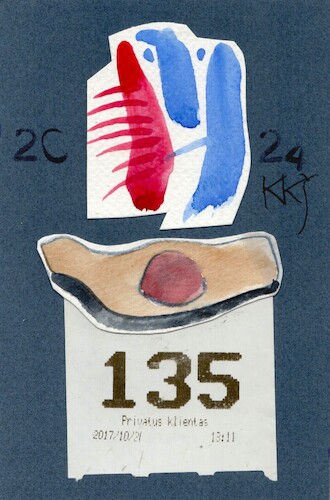 Cartoon: Life in line with a number (medium) by Kestutis tagged life,number,dada,postcard,art,kunst,kestutis,lithuania