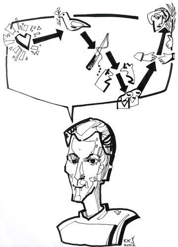 Cartoon: MACHIAVELLI (medium) by Kestutis tagged person,portrait,policy,philosopher,kestutis,vilnius,ideas,book,bubble,machiavelli,lithuania