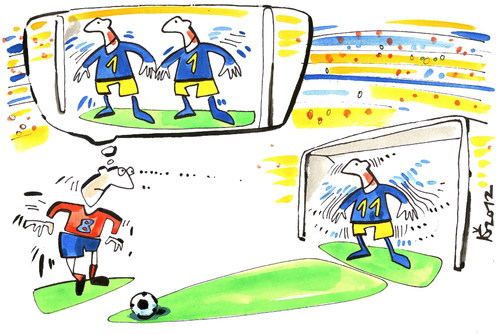 Cartoon: MAGIC OF NUMBER (medium) by Kestutis tagged euro,fussball,2012,numerology,sport,fußball,football,number,magic,soccer,fans,goalkeeper