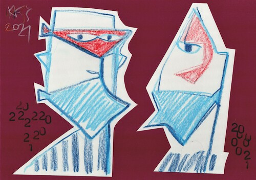 Cartoon: Mask and Man 1 (medium) by Kestutis tagged mask,man,kestutis,lithuania,pandemic,virus,protest,quarantine
