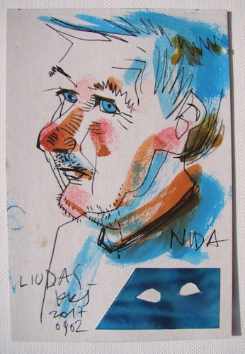 Cartoon: Painter Liudvikas Pocius (medium) by Kestutis tagged sketch,kestutis,lithuania