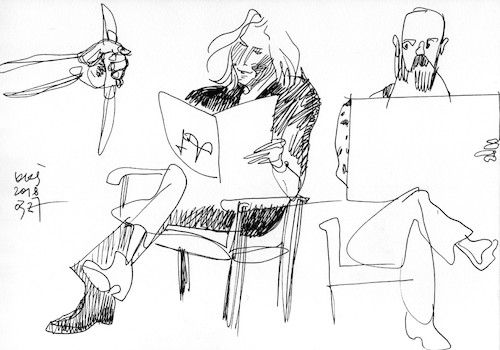 Cartoon: Painters and model. 14 (medium) by Kestutis tagged sketch,kestutis,lithuania