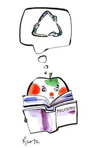 Cartoon: PHILOSOPHY (medium) by Kestutis tagged recycling,book,buch,education,philosophy,apple