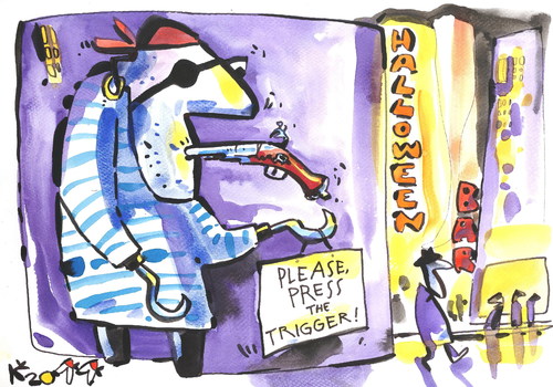 Cartoon: PIRATE HALLOWEEN (medium) by Kestutis tagged pirate,halloween,gun,pistol