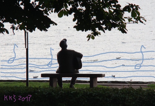 Cartoon: Playing in the plein-air (medium) by Kestutis tagged dada,photo,kestutis,lithuania,sculpture,music,art,kunst