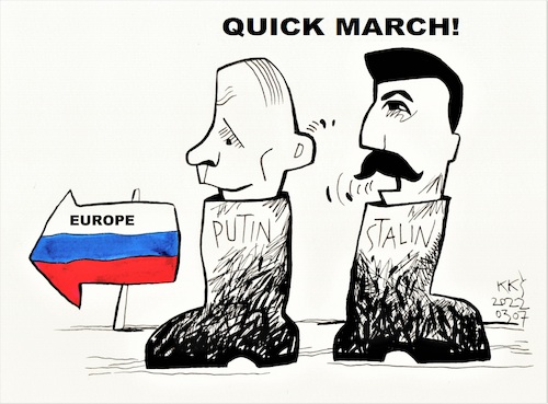 Cartoon: Putins inner voice (medium) by Kestutis tagged putin,war,russia,ukraine,europe,stalin,kestutis,lithuania