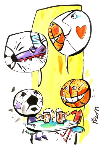 Cartoon: REMINISCENCES (medium) by Kestutis tagged beer,sport,soccer,fußball,basetball,football,reminiscences