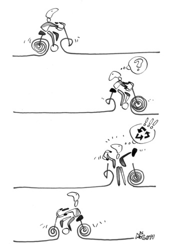 Cartoon: Resourses and Recycling (medium) by Kestutis tagged recycling,resources,bike,spiral,idea,environment