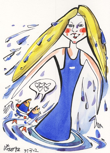 Cartoon: Ruta Meilutyte (medium) by Kestutis tagged caricature,lithuania,europe,record,champion,winner,gold,medal,olympics,summer,kestutis,2012,london,sport,meilutyte,ruta,swimming