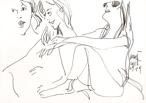Cartoon: Sketch. Girls and sun (medium) by Kestutis tagged lithuania,kestutis,sketch,sun,girl