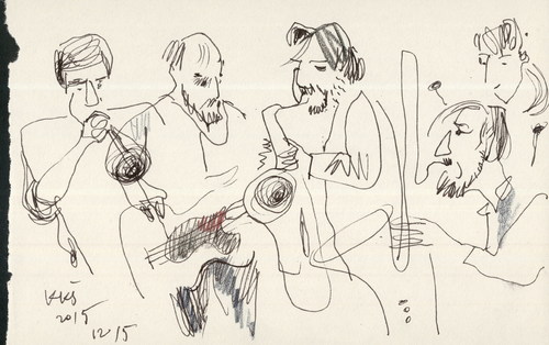 Cartoon: Sketch. Jazz concert (medium) by Kestutis tagged sketch,jazz,concert,music