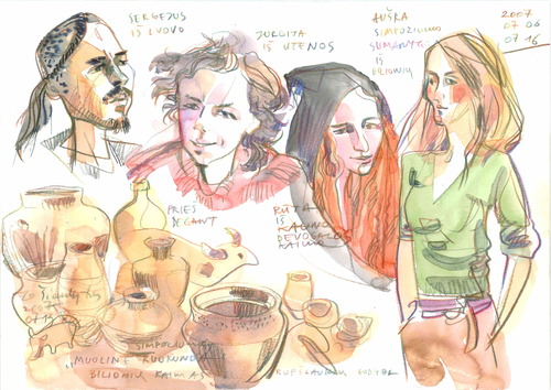 Cartoon: SKETCH. Young artists - ceramics (medium) by Kestutis tagged lithuania,sketch,ceramics,artists,kestutis