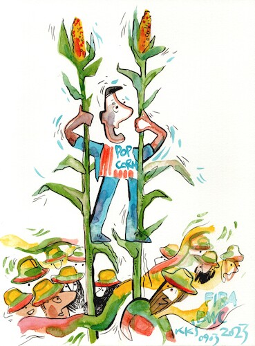 Cartoon: USA basketball fan (medium) by Kestutis tagged usa,basketball,world,corn,cup,kestutis,popcorn,lithuania,fan,fiba