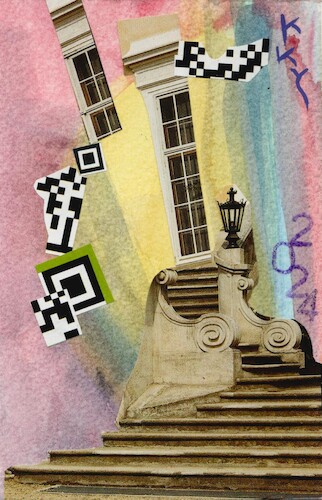 Cartoon: Windows to the world (medium) by Kestutis tagged windows,world,stairs,dada,postcard,art,kunst,kestutis,lithuania